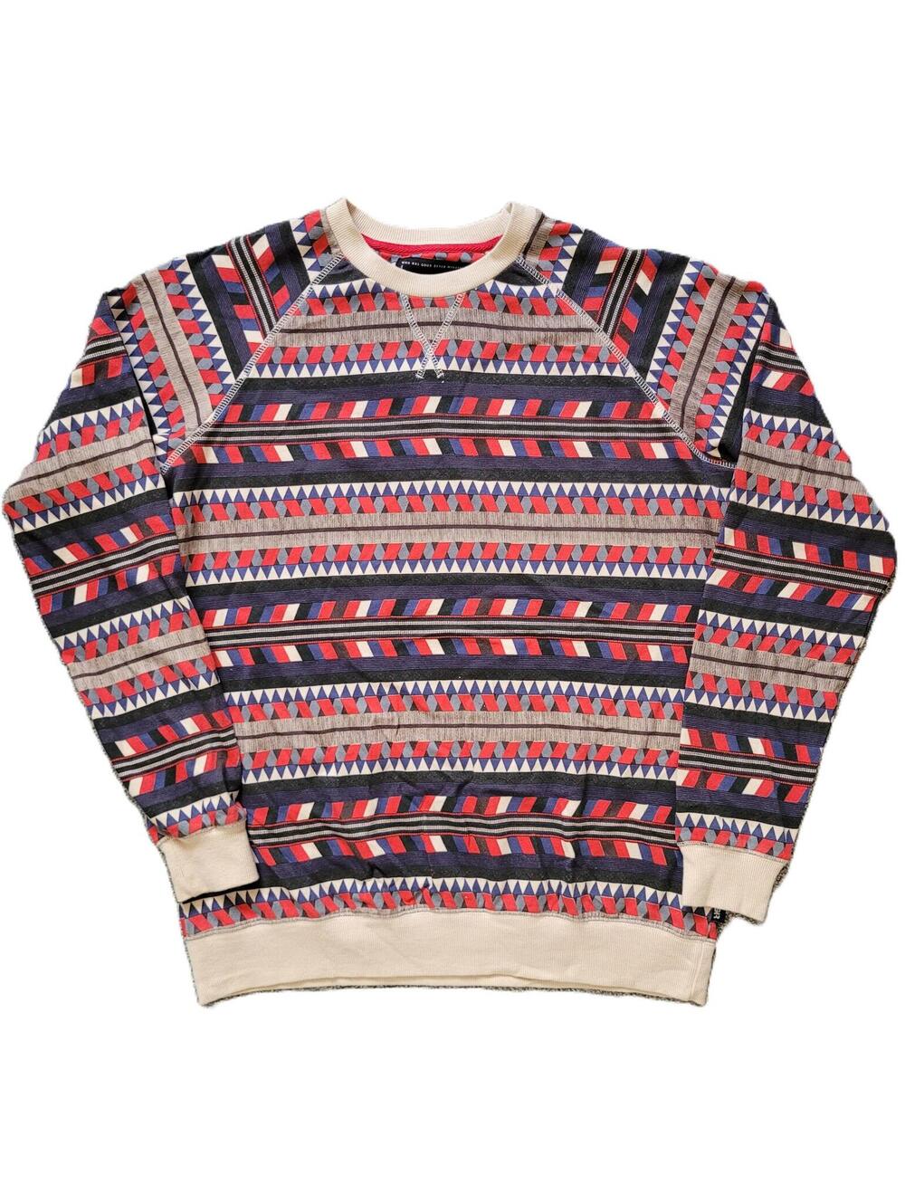 DETER Clothing Men’s Medium Pattern Stripe Multicolor Crewneck Sweatshirt - NEW
